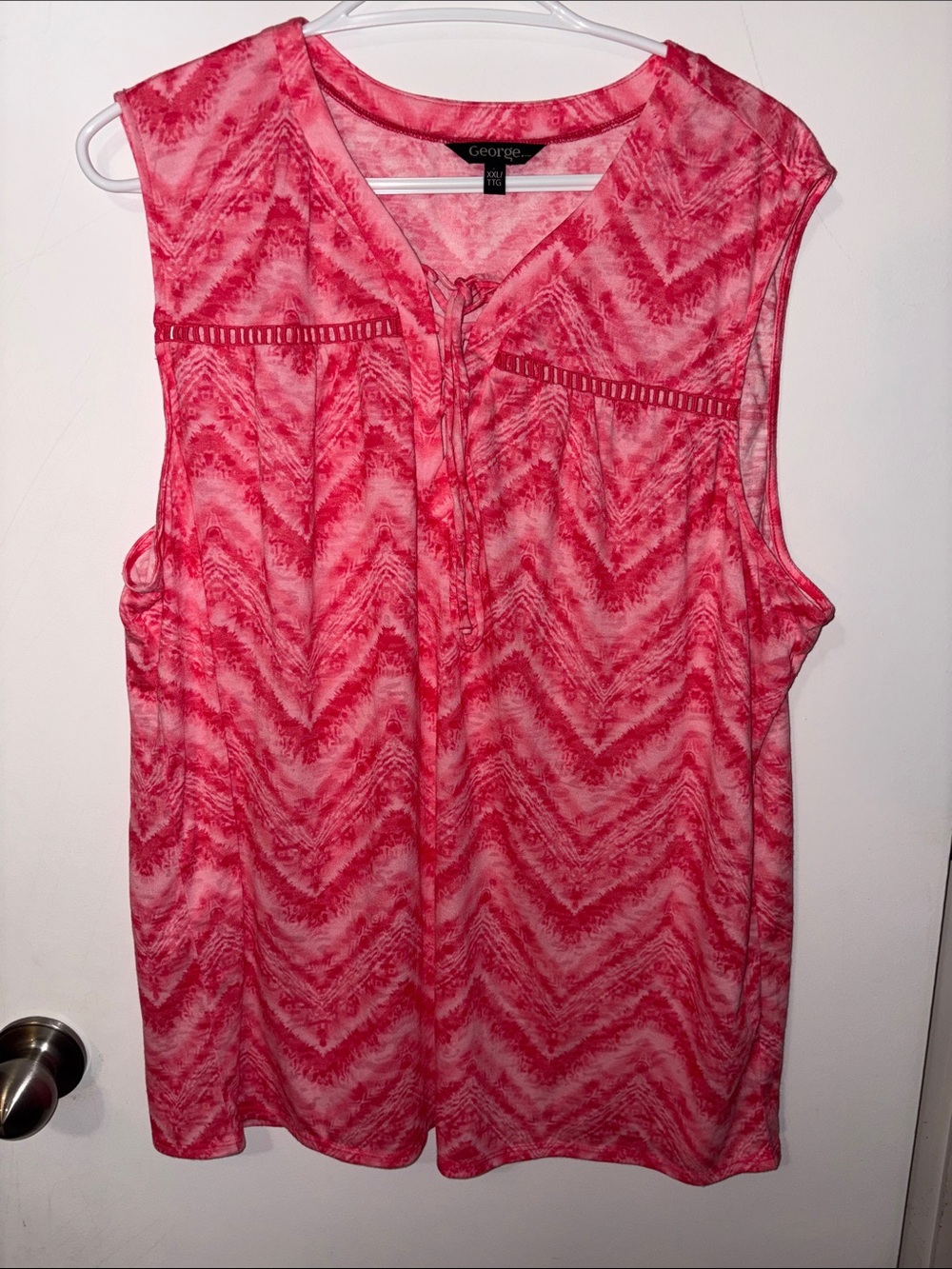 George Pink Chevron Tie-Front Sleeveless Top
